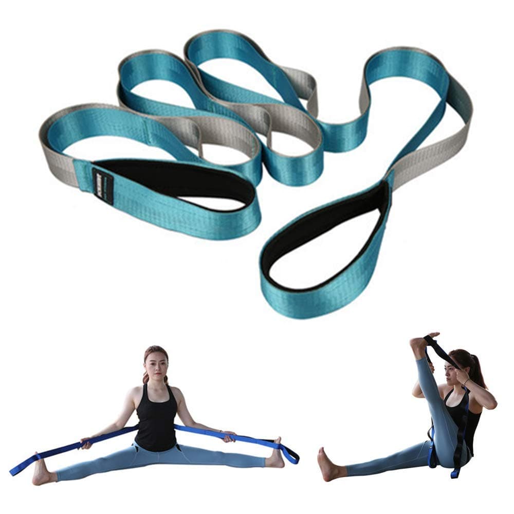 lijunjp Yoga Stretching Belt, Aerial Yoga Tension Band, Non Elastic Leg Stretcher Strap with 10 Loops Adjustable, for Fitness, Pilates, Dance and Gymnastics