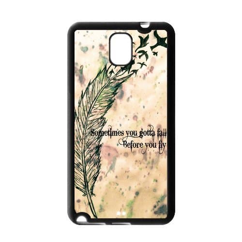 Generic Hipster Feather Quote Some Times You Gotta Fall Before You Fly Design Back Cover Case for Samsung Galaxy Note 3
