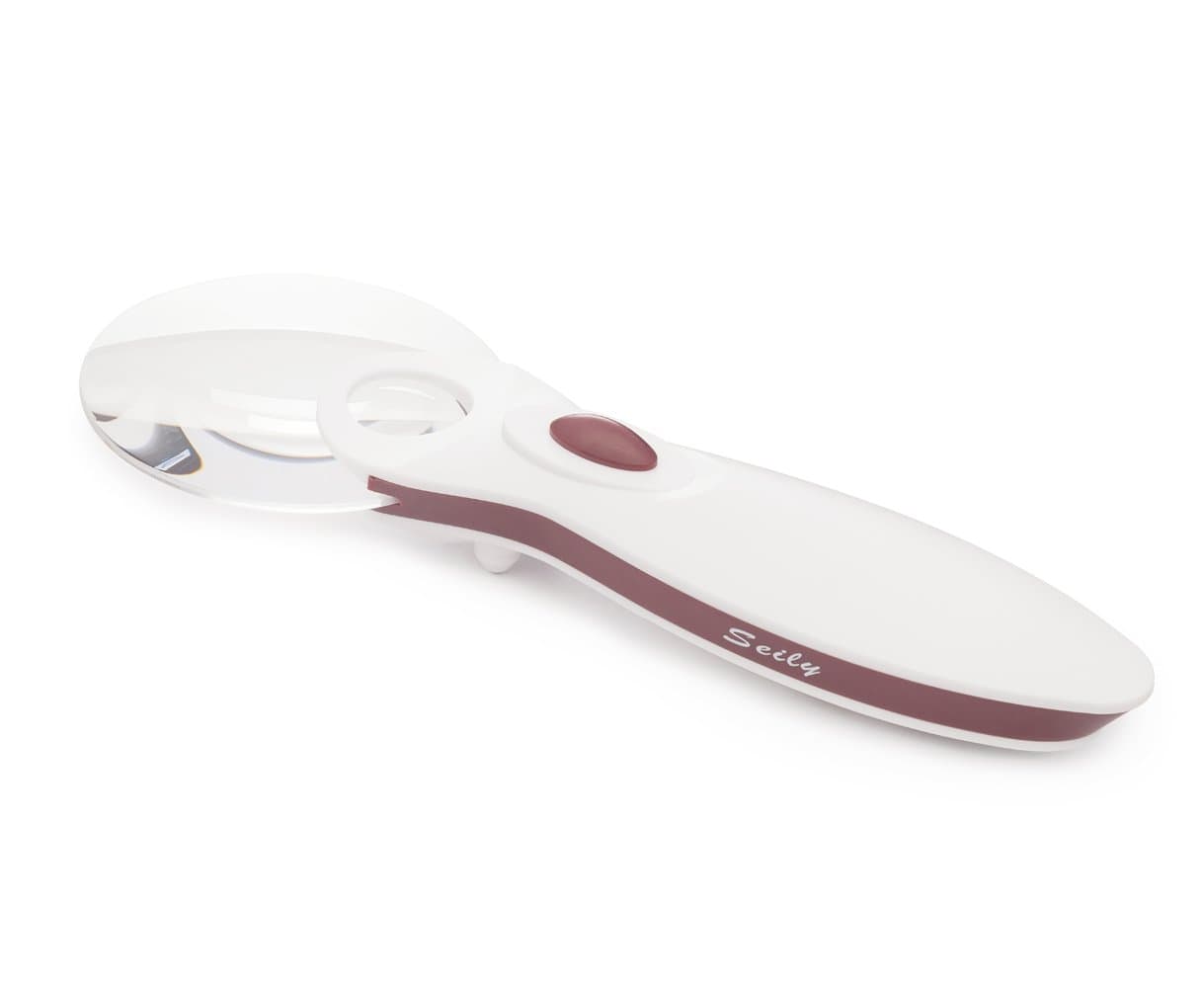 LED Handheld Magnifying Glass with Light and 3X 6X Illuminated Magnifier for Reading Books, Newspapers, Menus, Maps, Electronics, Pill Bottles. Frame Free Design - Only 2.18 Oz Perfect Gift.