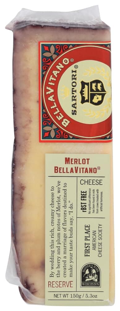 Reserve Merlot BellaVitano Cheese Wedge, 5 Ounce -- 12 per case.