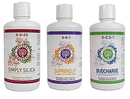 32oz Liquid Fertilizer Bundle (Includes Simply Silica, SupreKelp, and BudCharge) Promotes Growth of Strong Plant Tissues Naturally Feeds Soil All Natural Supercharger