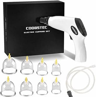 Cupping Therapy Set, Professional Massage Cupping Set with Pump Gun and Extension Tube, 9pcs Home Cupping Hijama Kit Suction Cup Vacuum Therapy Set for Body Pain Relief-Gray