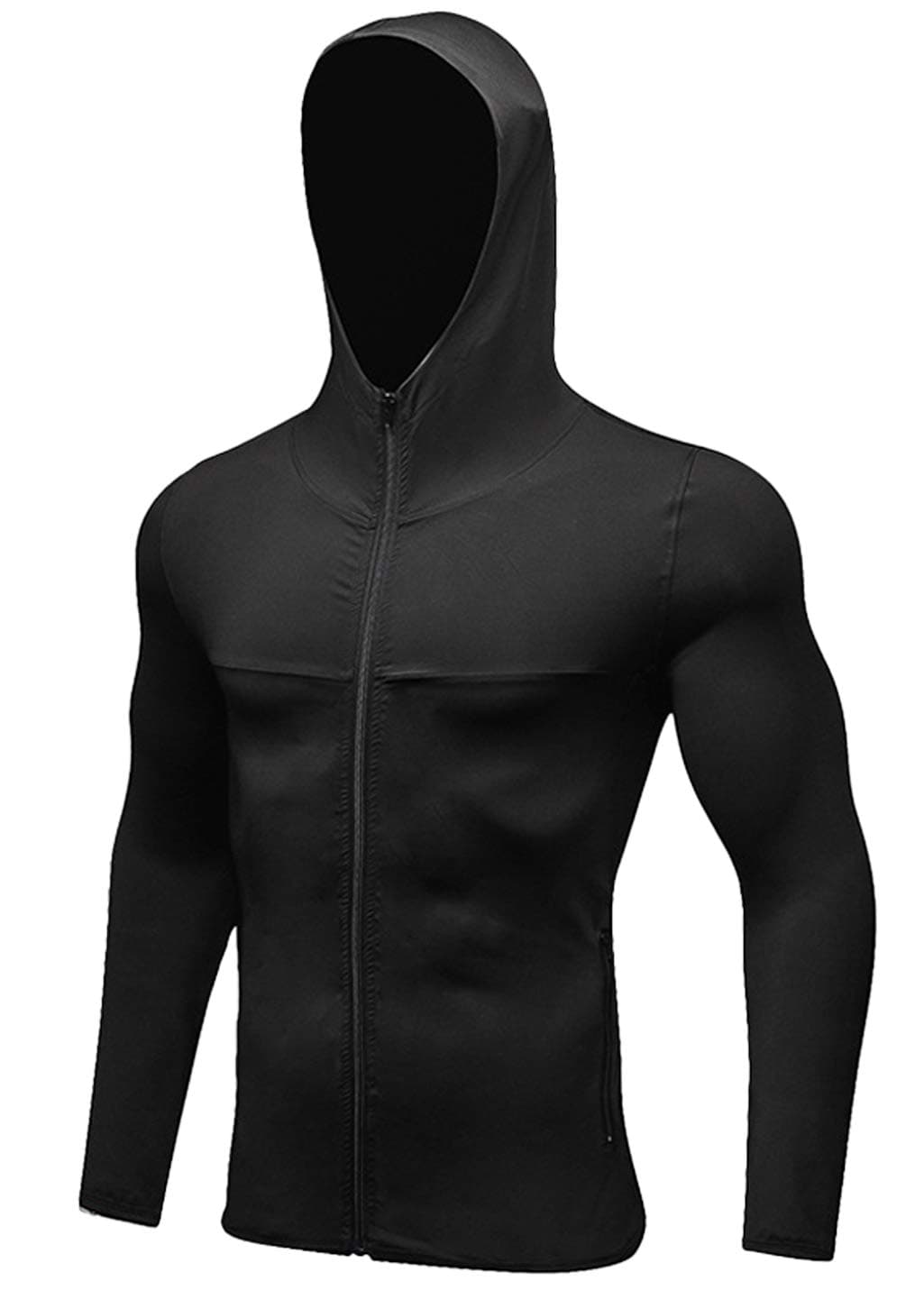 Tailloday Men's Quick-Dry Hoodies Running Sweatshirt Slim Fit Zip Up Fitness Gym T Shirts