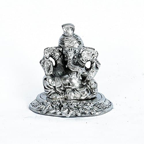 EtsiBitsi 'Handmade Lord Ganesha Statue' Elephant God of Success by Metal Idol Sculpture, for Home Decoration Showpiece & Gifting item Silver Color - 3 x 2.5 x 2.5 inches