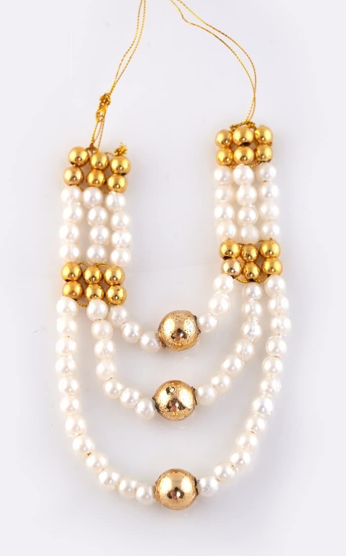 SEER®mala Laddu Gopal Kanthi Moti Haar/Mala for God Idols/Pooja Haar Mala for Krisna Ganpati/God Shringar Jewellery Size -0-4 Number White Pack of 1 Piece