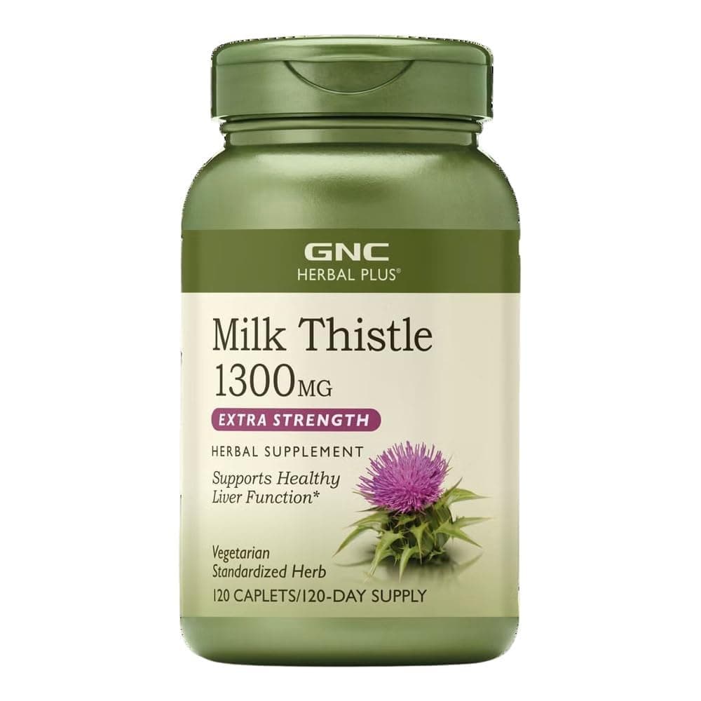 Herbal Plus Milk Thistle 1300mg Supplement, Extra Strength, Vegetarian, Supports Healthy Liver Function, 120 Servings