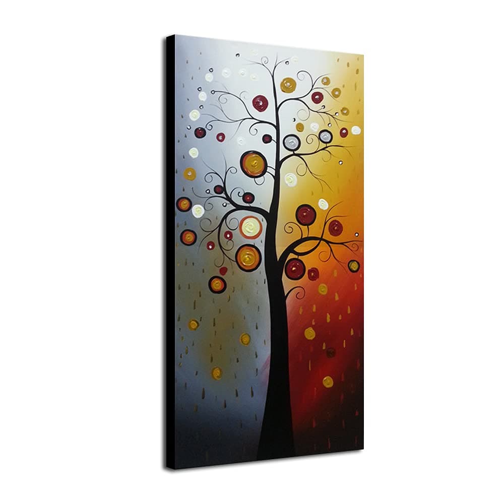 Life Tree Large Floral Oil Paintings on Canvas Wall Art Ready to Hang for Living Room Bedroom Home Decorations Modern 100% Hand Painted Stretched and Framed Grace Abstract Flowers Artwork