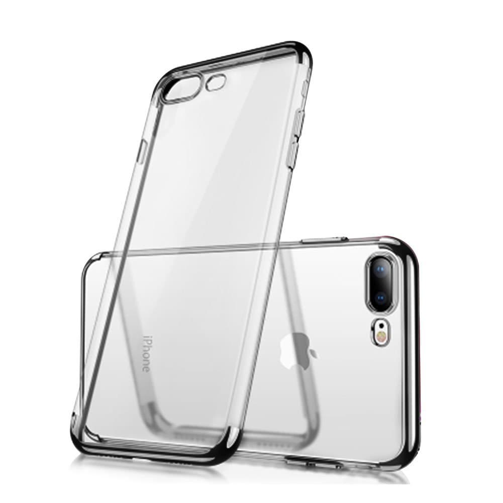 iPhone 6 Plus 6S Plus Clear View TPU Case With Screen Protector,Aearl Slim Fit Silicone Soft Cover Plating Electroplating Edge Shockproof Protective Frame Bumper For Apple iPhone 6S Plus 6 Plus-Black