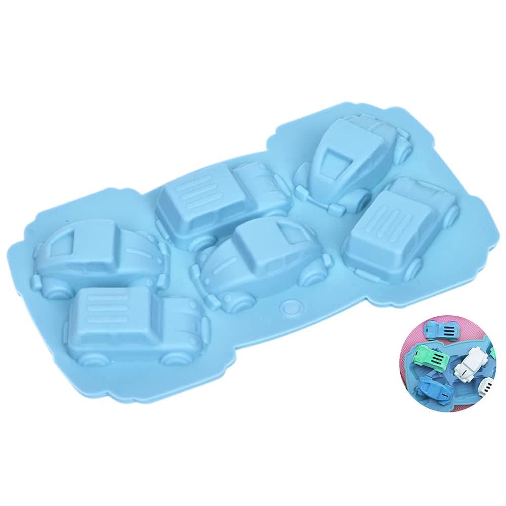 CRITIVE-S 6 Cavity Cars Shape Silicone Muffin Cake Bread Mold Chocolate Jelly Candy Soap Baking Mould(1 PC)
