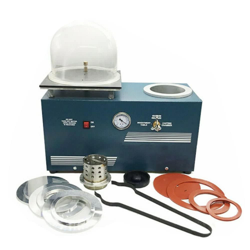 BJTDLLX 2L Vacuum Investing Casting Machine 1/2 HP 3 CFM, 110V Jewelry Lost Wax Cast Combination Vacuum Investing Casting Investment Machine for Jewelry Makers, 22.83" x 10.11" x 21.65"