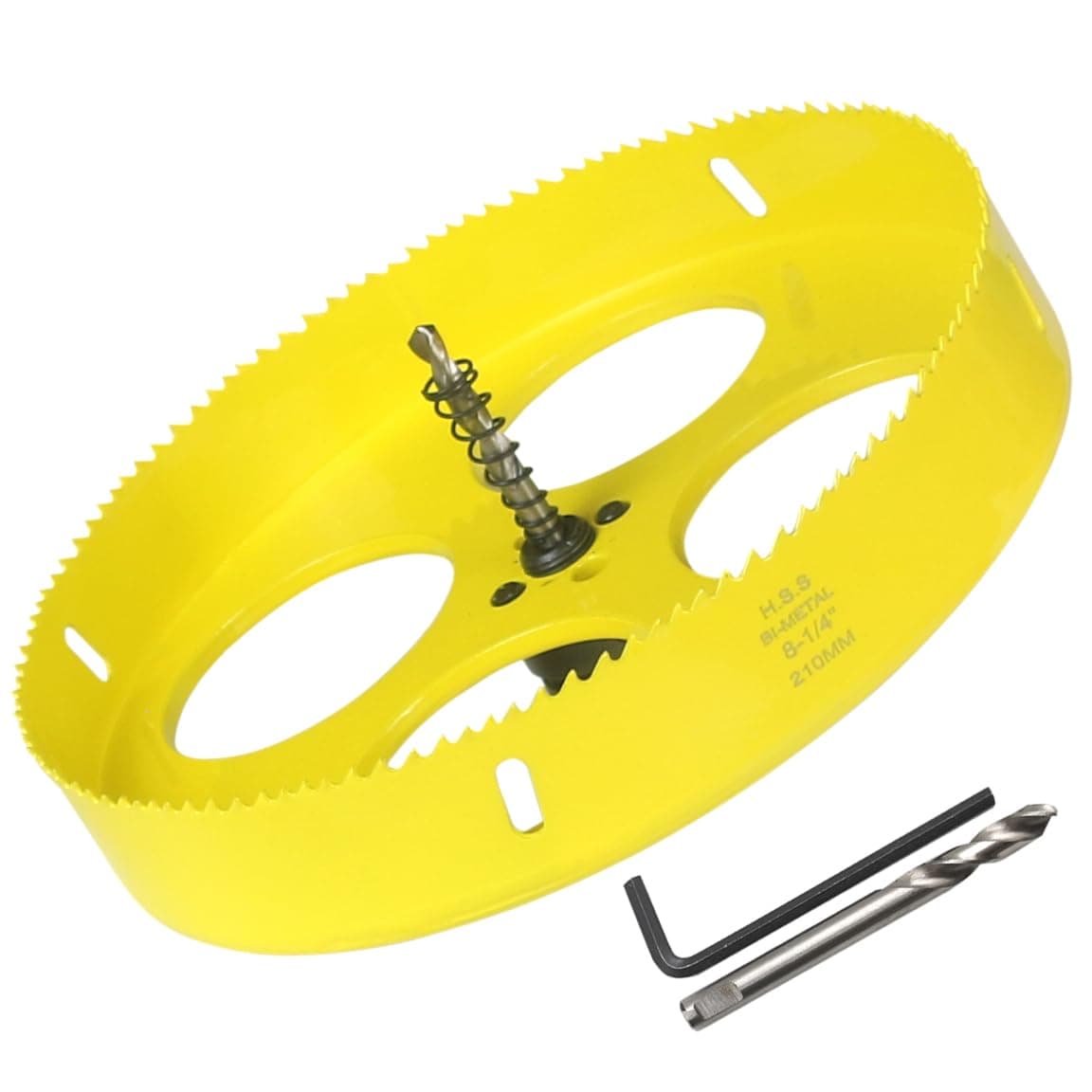 8-1/4 inch Hole Saw for Wood,Soft Metal,Drywall,Plasterboard and Plywood,210mm Bi-Metal Hole Saw with Arbor Mandrel