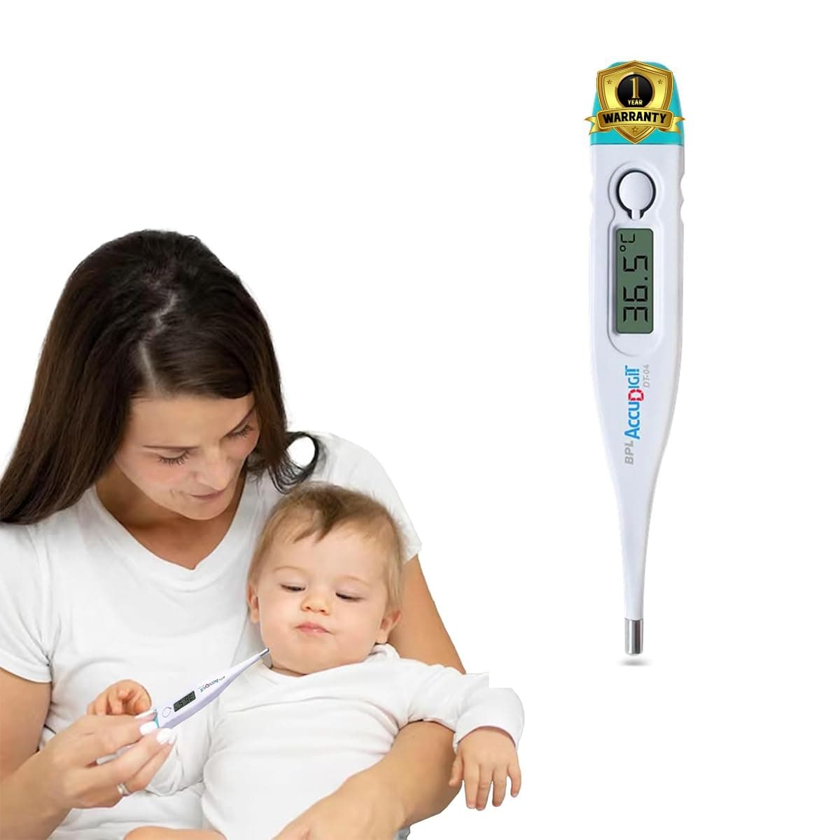Medical Technologies Accudigit DT-04 Mercury-Free Digital Thermometer With Quick Measurement of Oral & Underarm Temperature in Celsius & Fahrenheit | High Accuracy|Digital Display|Water Resistance
