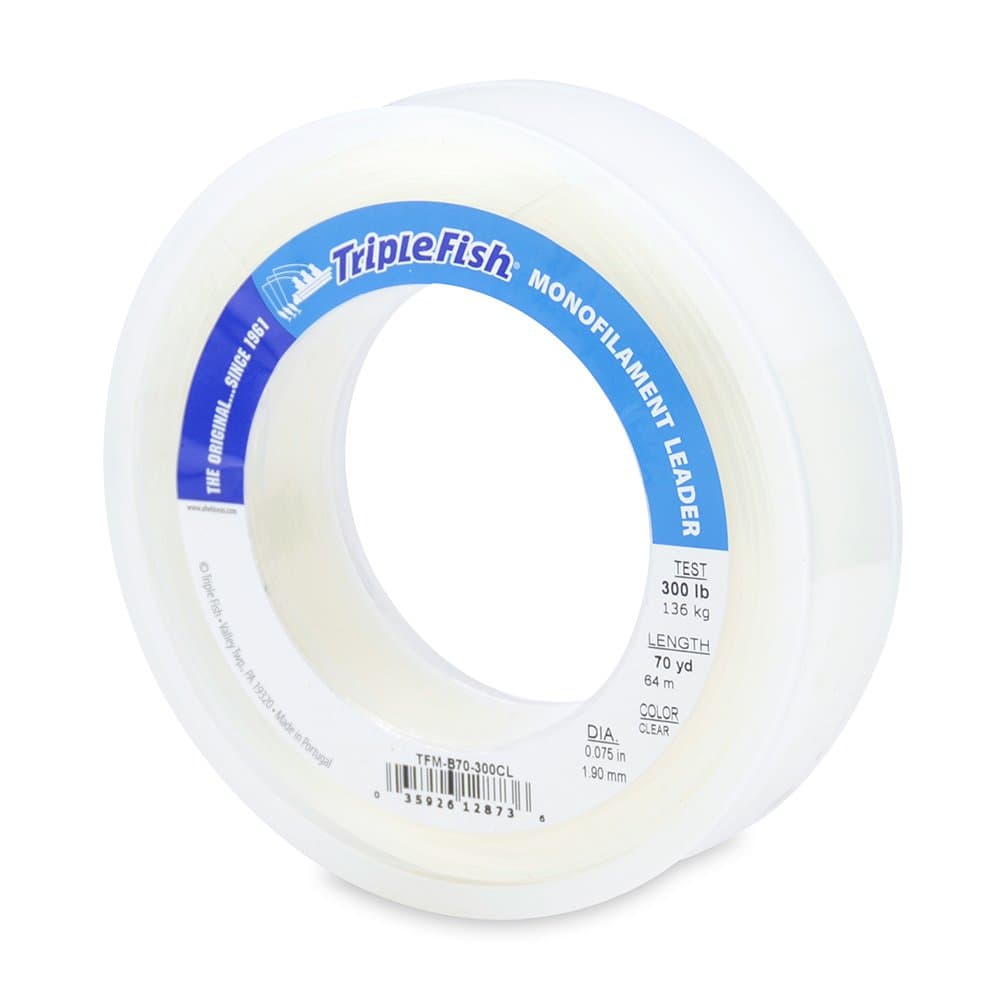 Triple Fish 300 lb Test Mono Leader Fishing Line, Clear, 1.90 mm/70 yd