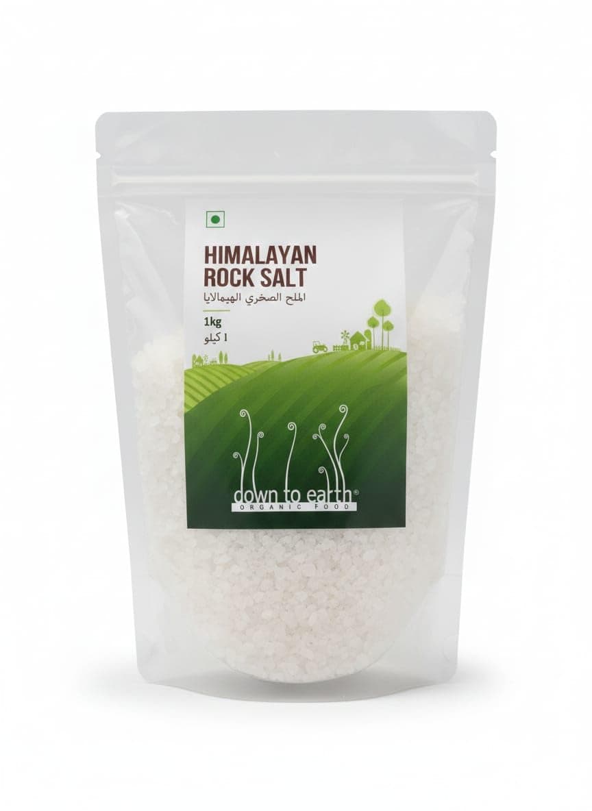 100% Natural Himalayan Rock Salt by Down to Earth; Natural Rock Salt for Cooking- 1 Kg