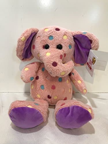 Plush stuffed pink polka dot elephant