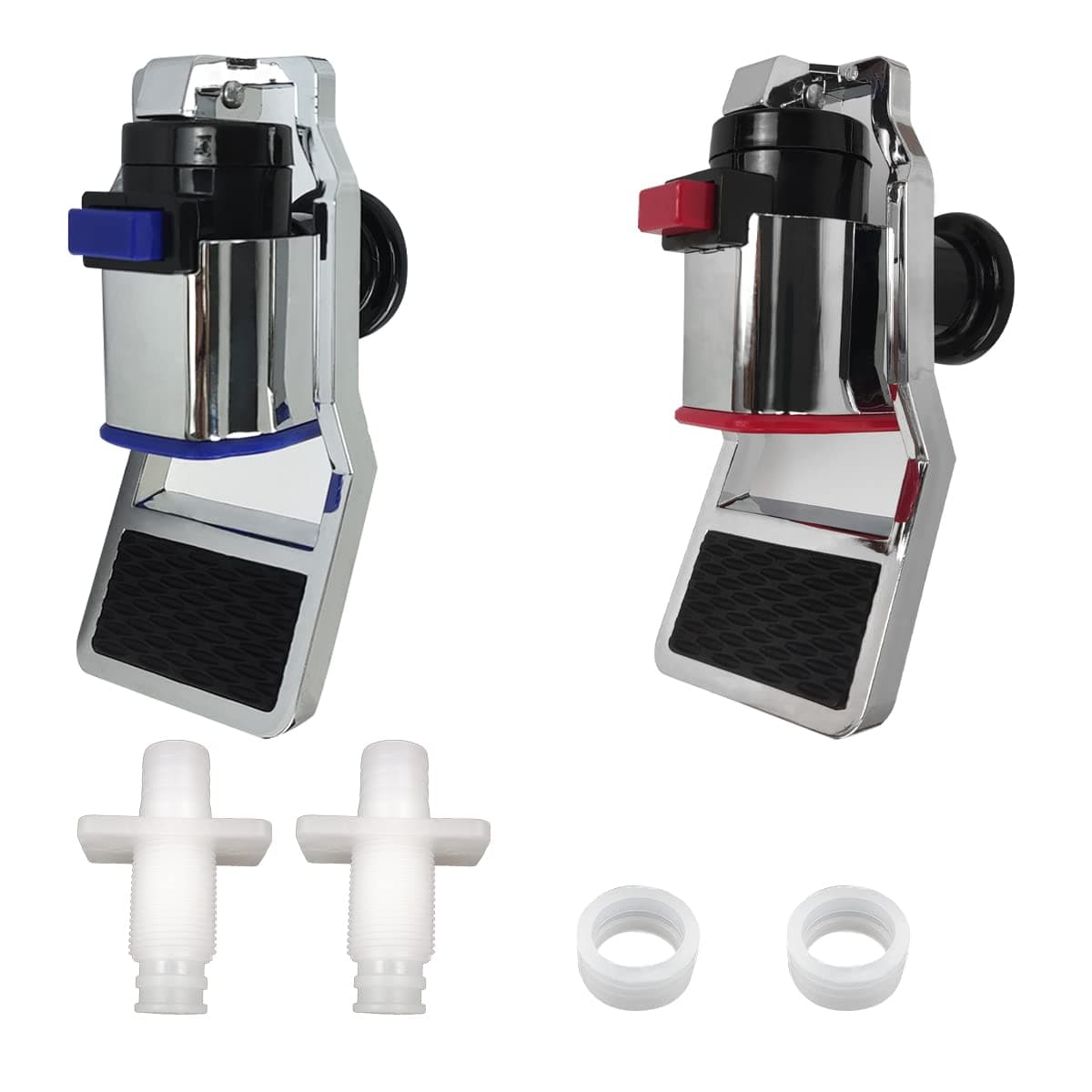 Water Cooler Faucet,Water Dispenser Spigot,Push Style with Child Safety Lock for Ro System Adaptor Hot Cold Water,2 Pieces Plastic,Red/Blue
