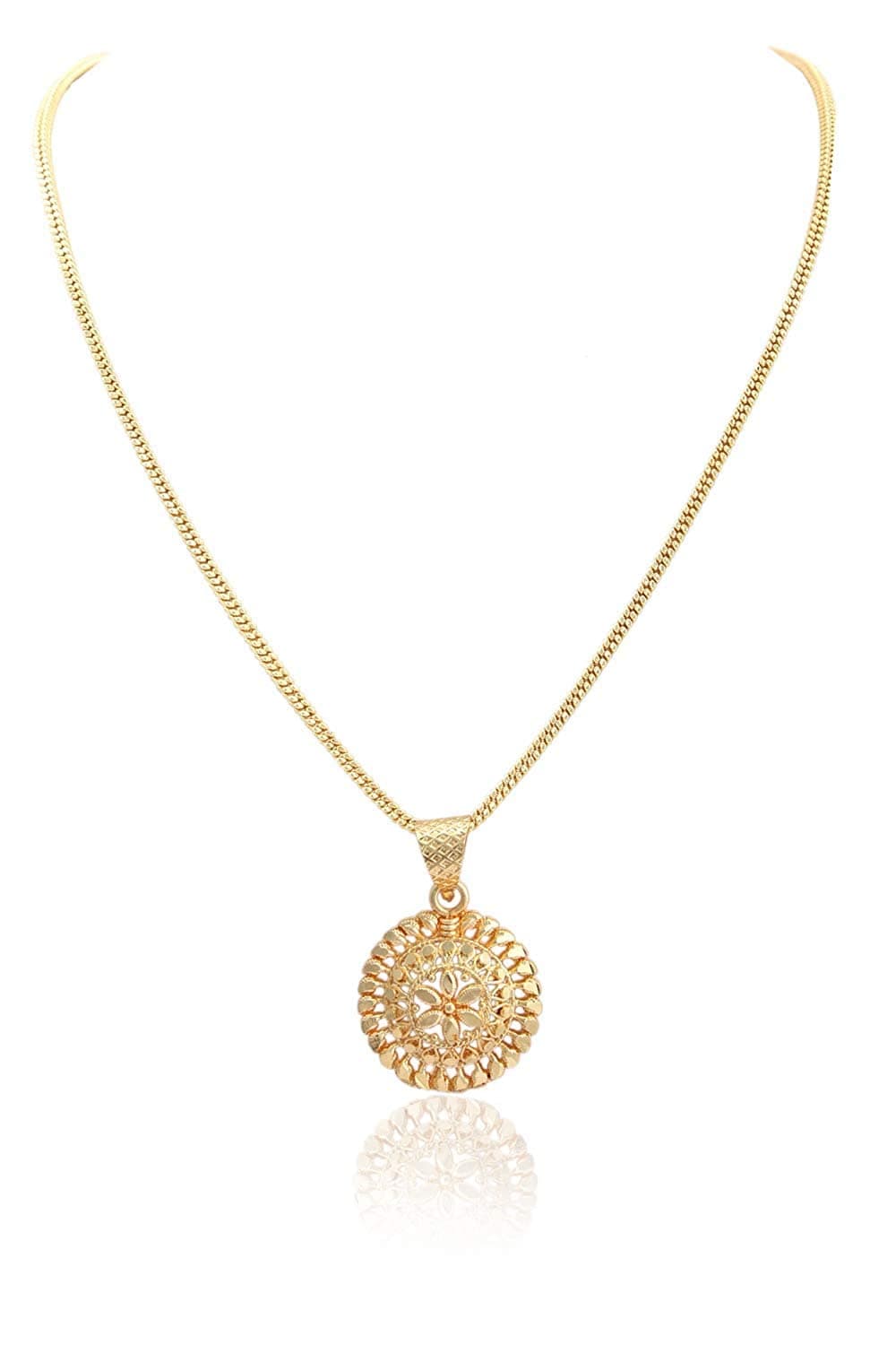 Handicraft Kottage 1gm 22Ct Gold Plated chain with Pendant | latest & Stylish Celebrity Inspired Chain/Necklace/Jewellery Set/Fashion jewellery for Men, Women Boys Girls