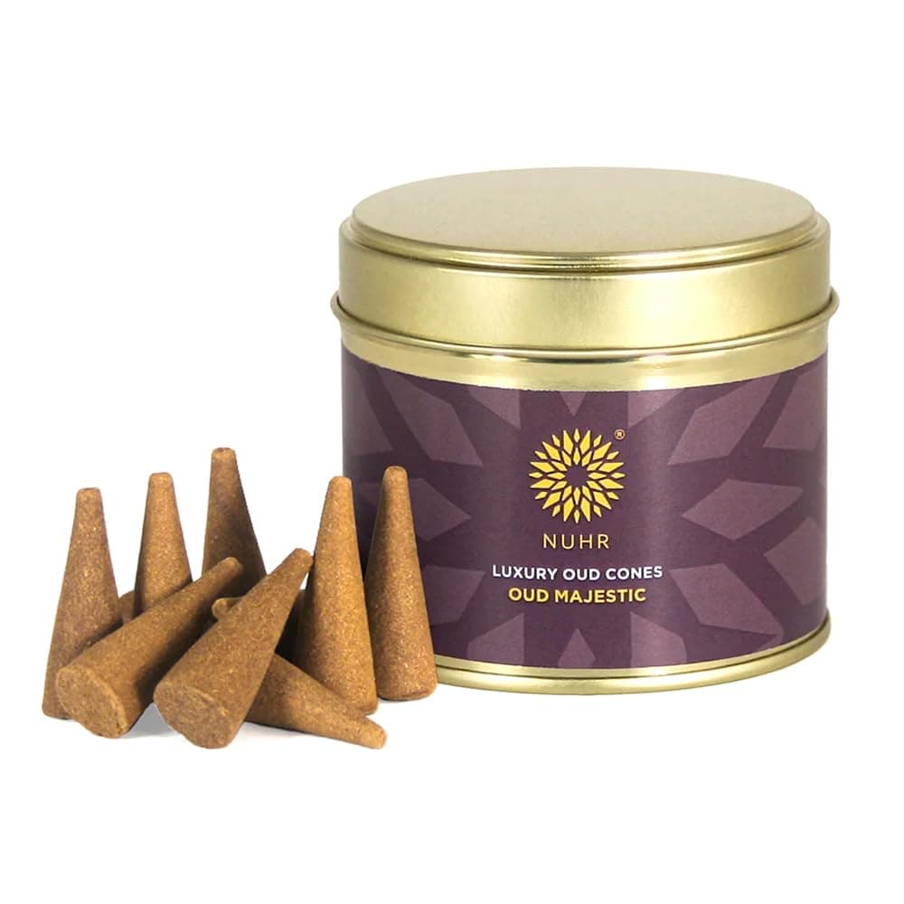 Home Set of 20 Luxury Oud Majestic Incense Cones, Made of Natural Authentic Agarwood for Aromatherapy, Refreshing, Meditation & Stress Relief