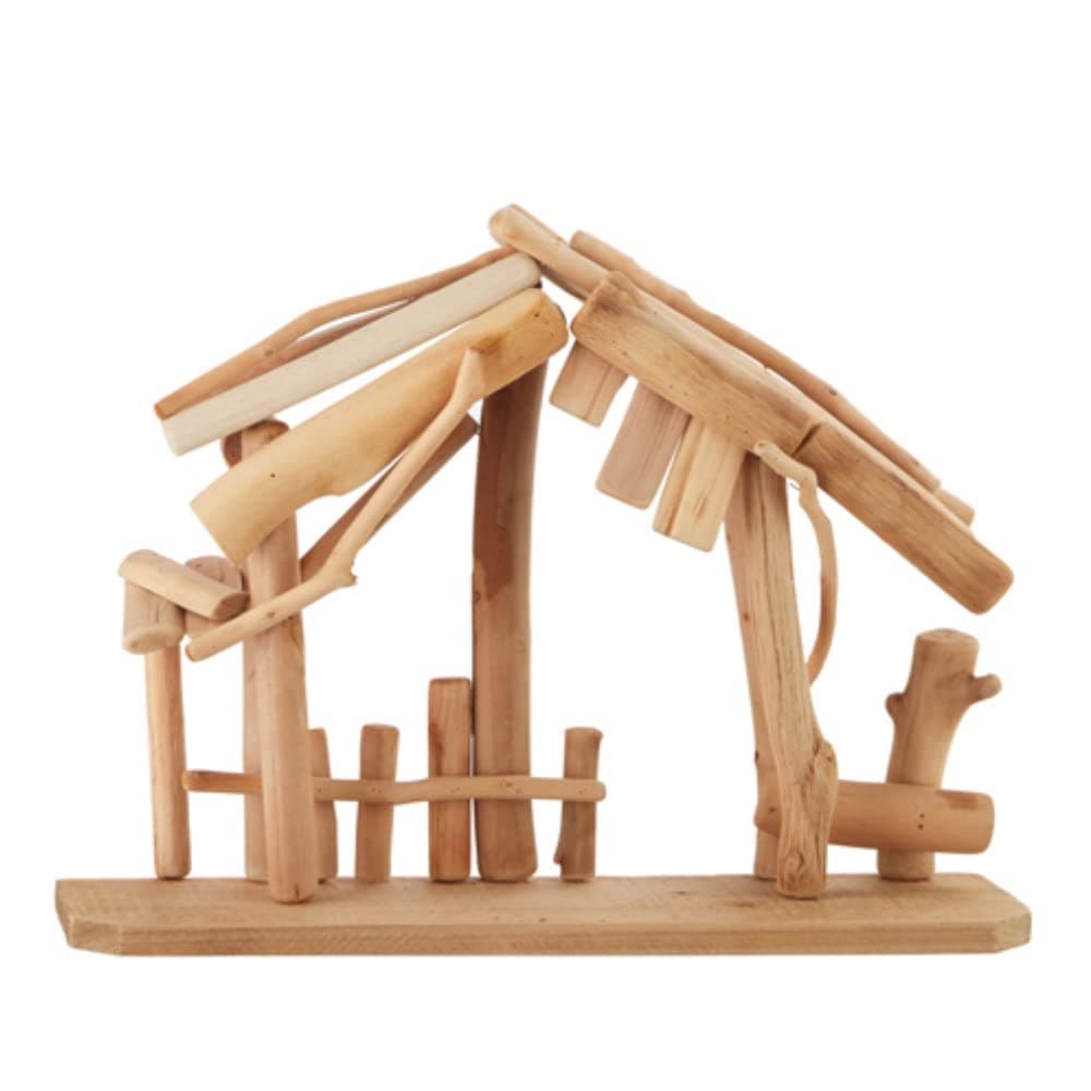 15" WOODEN CRECHE MADE OF DRIFTWOOD FOR YOUR NATIVITY