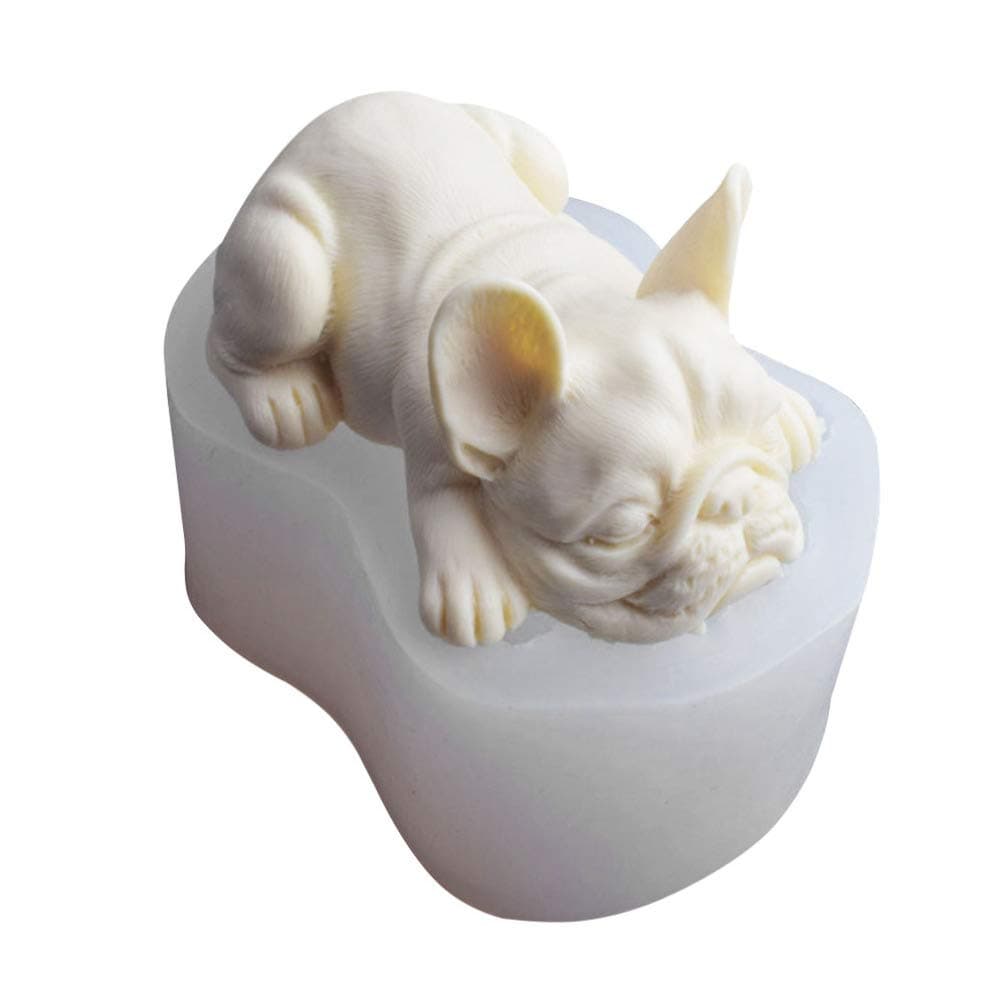 Kisangel French Bulldog Mold Sleeping Dog Silicone Mold for Fondant Chocolate Candy Gum Paste Polymer Clay Resin Making Kitchen Baking Cupcake Decorating
