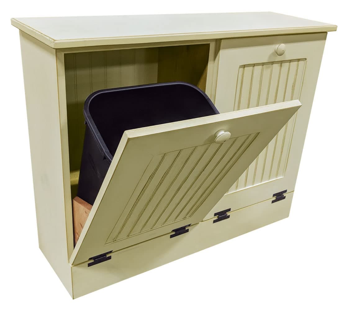 Sawdust City Solid Pine Dual Trash/Recycle Bin Holder (Old - Cream)