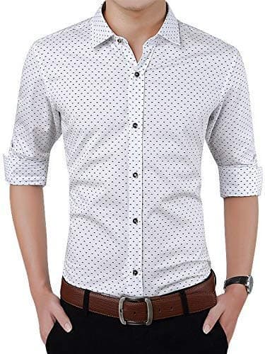 Regular Fit Formal Wear 100% Cortton Print Polka Dotted Shirt for Men (Multicolor)