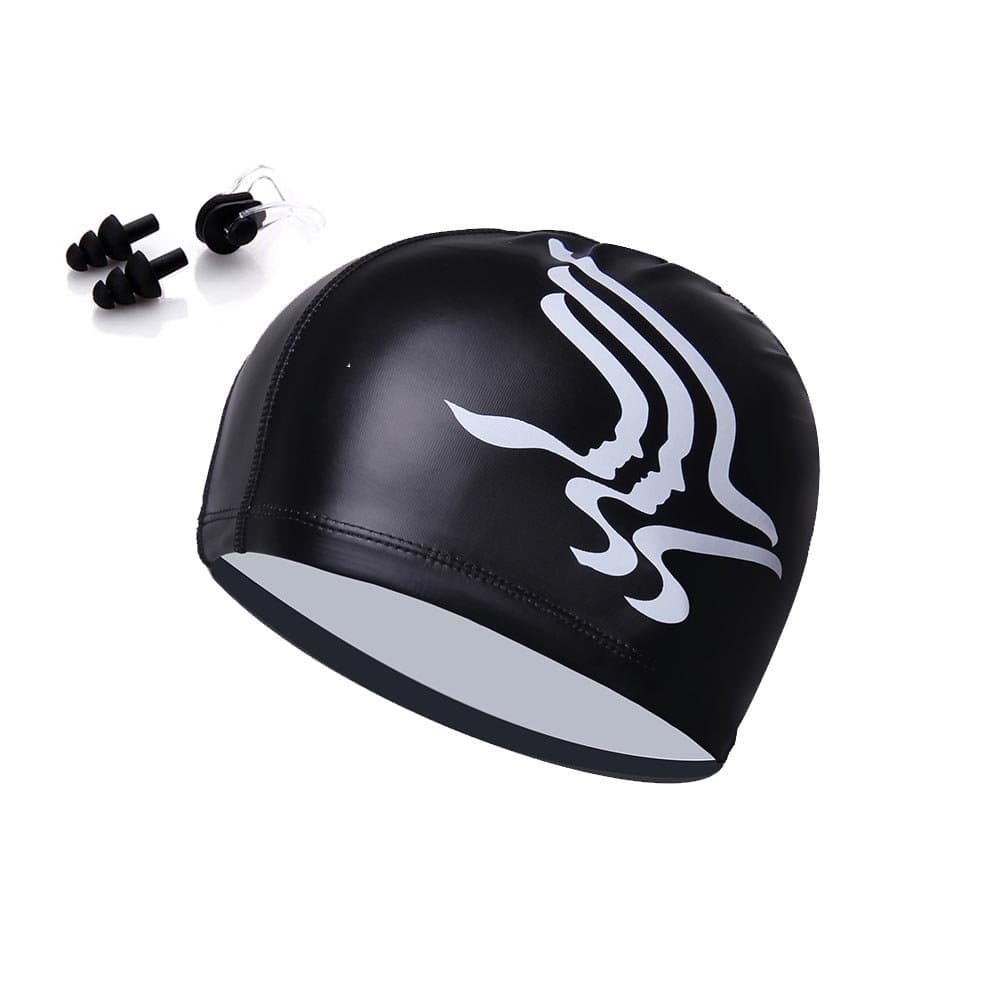 Dsoso Swim Cap Elastic PU Coat, Swimming Nose Clip and Earplug