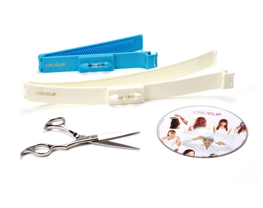 Original CreaClip Deluxe Package Hair Cutting Tools - As seen on Shark Tank - CreaClip Set & Scissors and Instruct. DVD Professional Home Haircutting Guide, Home Hair Cutting Clips for Bangs, Layers
