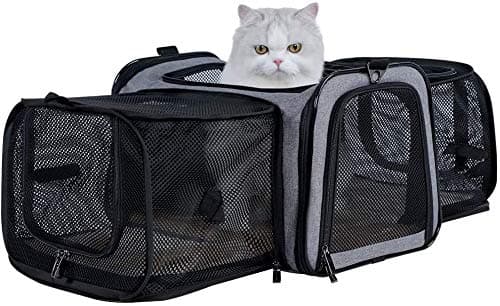 Petsfit17" x 11" x 11" Expandable Pet Carrier Airline Approved for Travel, Maximum Pet Weight 18 Pounds, for Cat Kitten Puppy, Gray