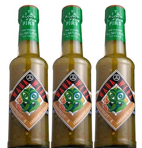 Habanero, Kiwi and Manuka Honey, New Zealand's Favorite Waha Wera Hot Fruit Sauce. Pack of 3 Bottles