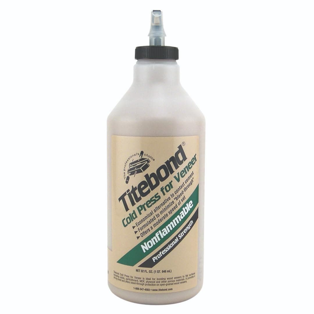 Titebond Cold Press Veneer Glue, 32 Oz. – Economical Contact Cement Alternative, Bonds Wood, MDF, Plywood & Particleboard, No Harmful Vapors, Prevents Bleed-Through – 5175