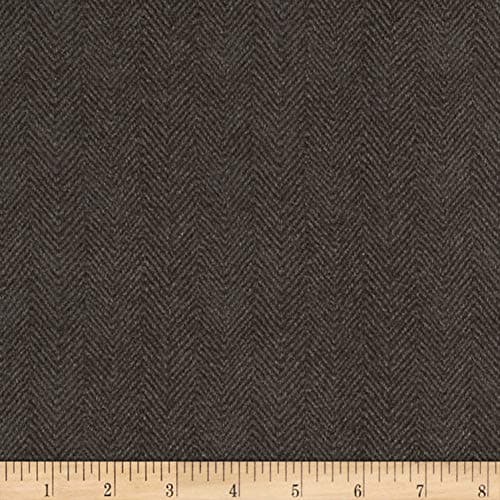 Maywood Studio Woolies Flannel Herringbone Dark Grey Fabric by The Yard