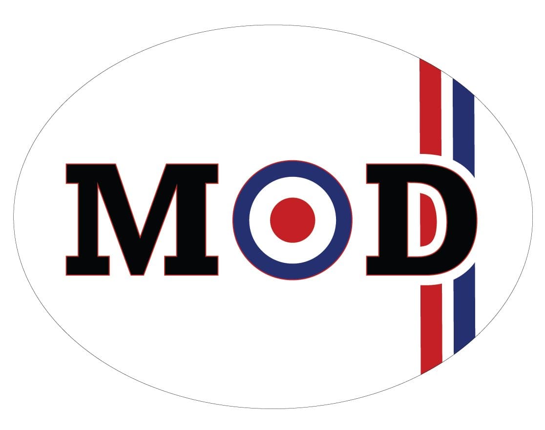 MOD Self-Adhesive Vinyl Oval Stickers, Car, Van, Bike Decal 180mm x 133mm