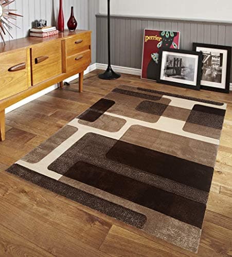 Renzo Collection Easy Clean Stain and Fade Resistant Luxury Black Area Rug for Bedroom Kitchen Dining Living Room, Modern Geometric Space Design with Jute Backing (Size 8’ x 10’ Feet)