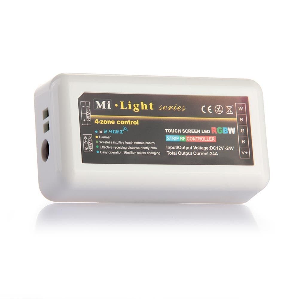 Mi-Light 2.4G RGBW LED Controller Dimmer 12V 24V 6A 2.4Ghz for RGB+W LED Lighting Strip Brightness Color Control [Energy Class A]