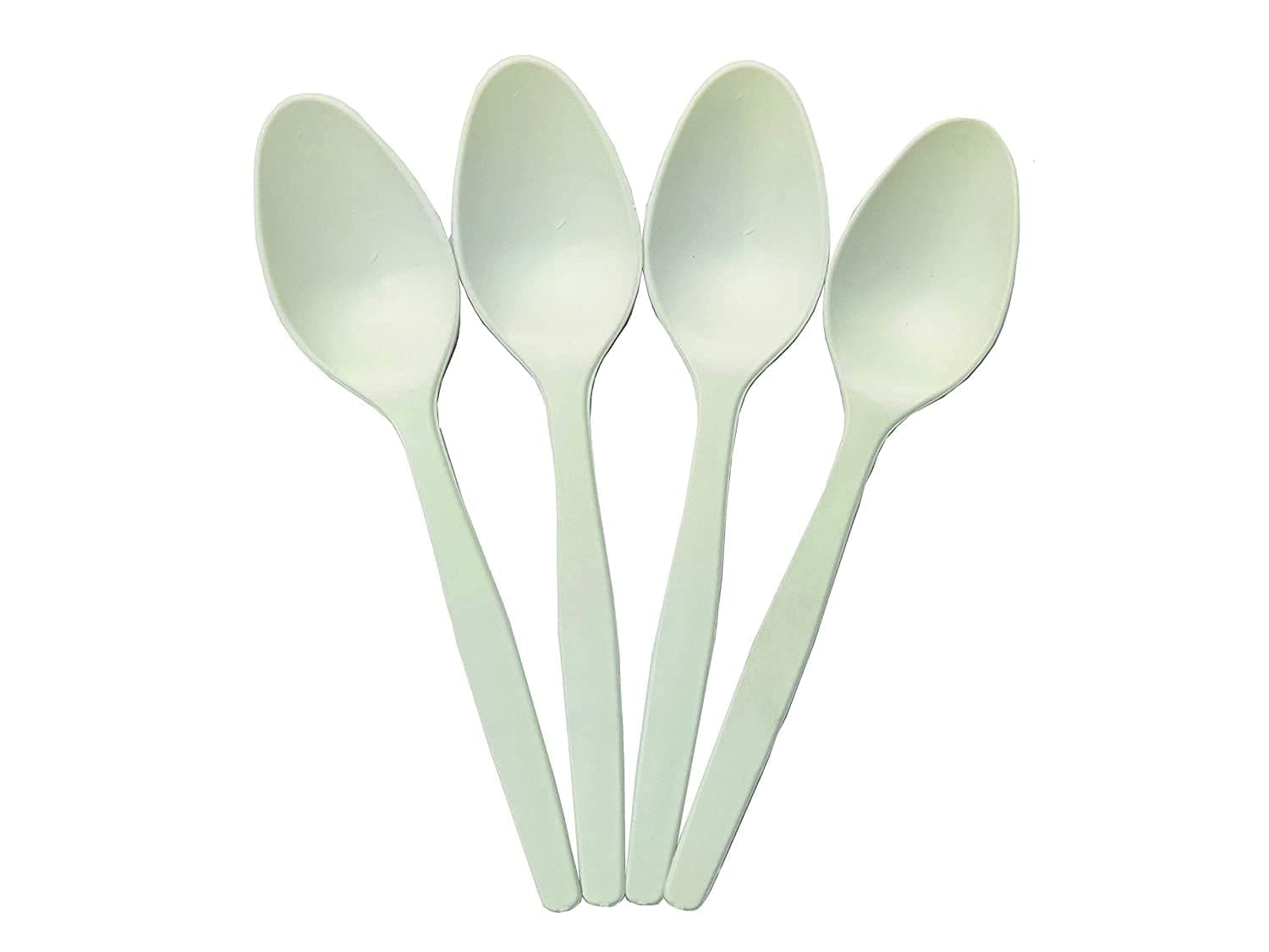 Biodegradable Cornstarch Spoons, 160 mm, Natural White, Pack of 50