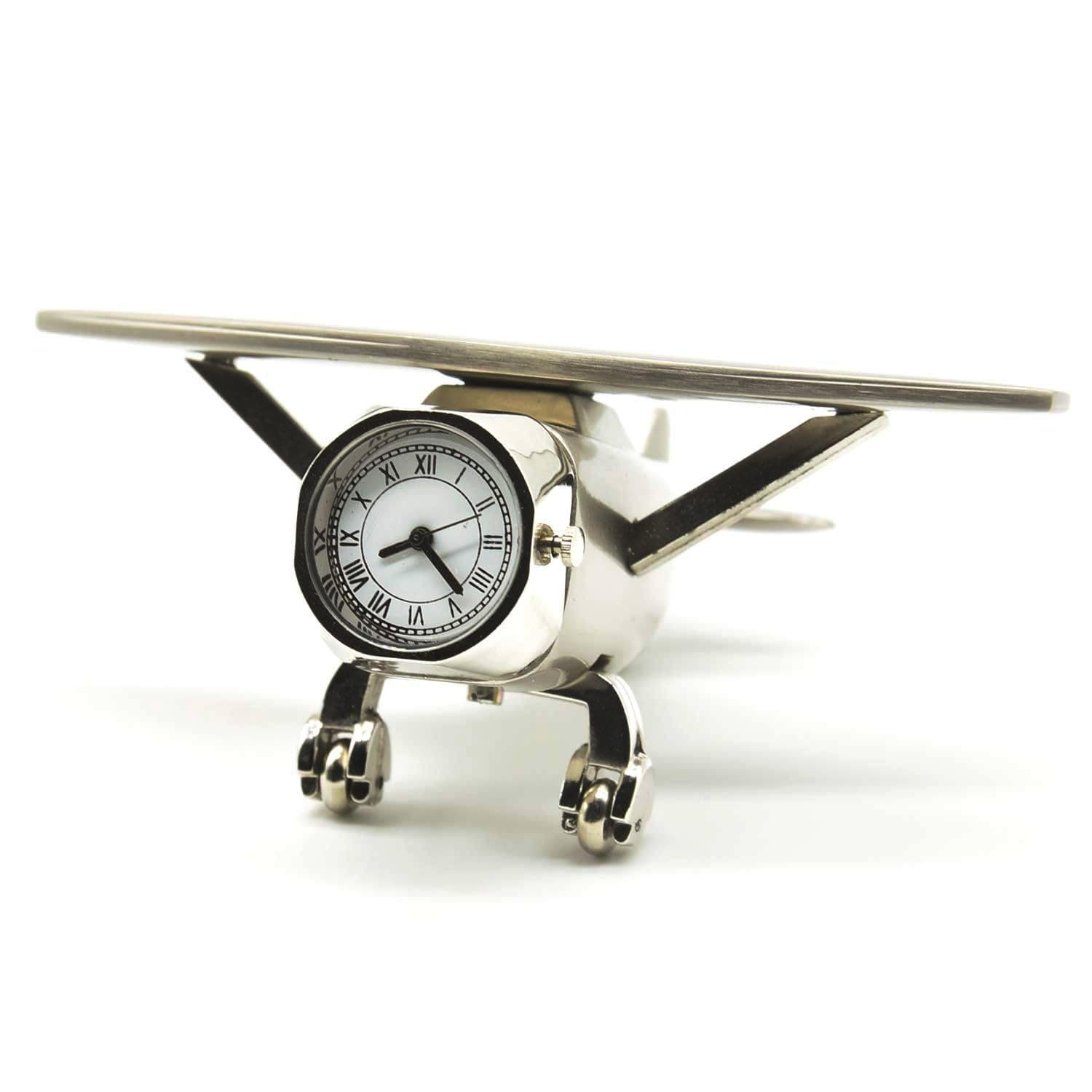 Aeroplane Miniature Table Clock & Paper Weight – Stylish Analog Desk Clock with Roman Numerals, Vintage Home Office Decor & Corporate Gift