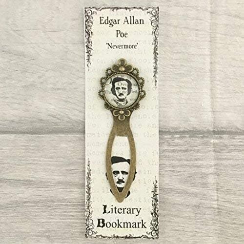 Edgar Allan Poe Bookmark - Portrait - Vintage Bronze & Glass, Gothic Literature, Book Lover