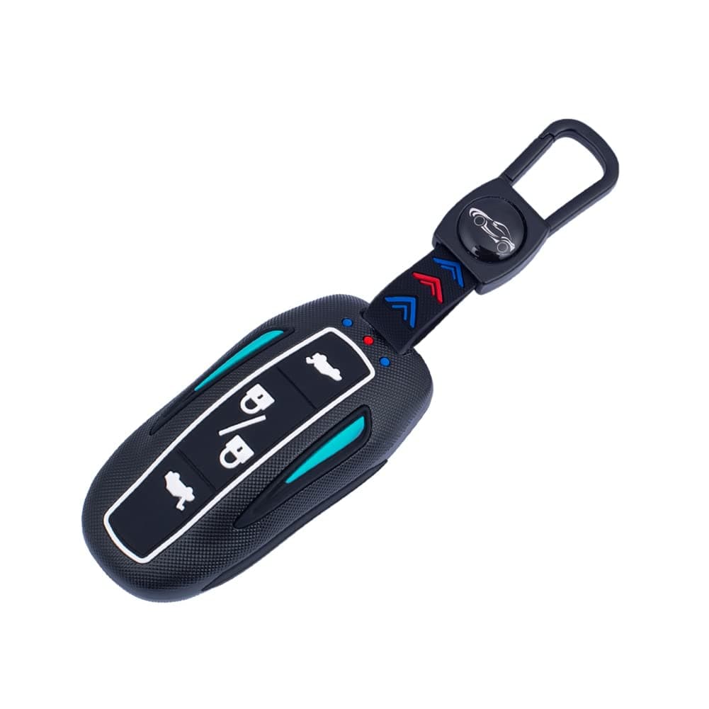 All-round Protection Key Fob Case Fits for Tesla Model 3 & S & Y - No Signal Worries - with Fluorescence Key Chain