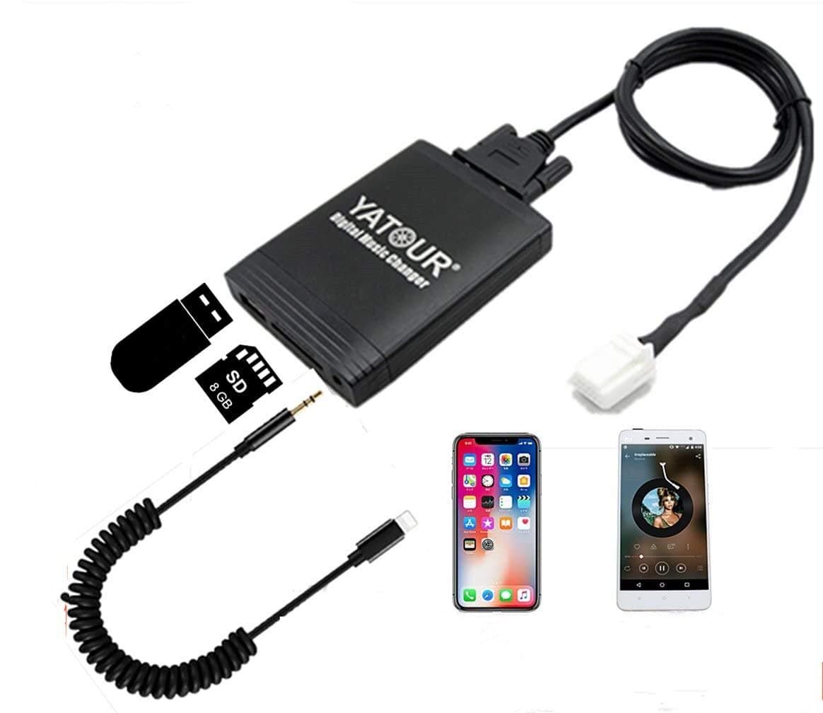 Toyota Stereo AUX Adapter, Digital Car Audio Input Interface with SD Card, MP3 USB, 3.5mm AUX in, Music Player for Toyota 2003-2011, Lexus 2004-2011, 6+6 Plug(M06-TOY2)