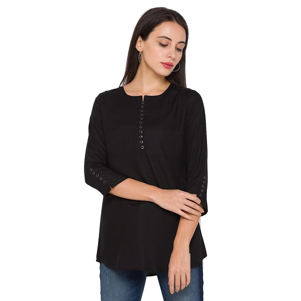 ZOLA Black Rayon Tunic for Women