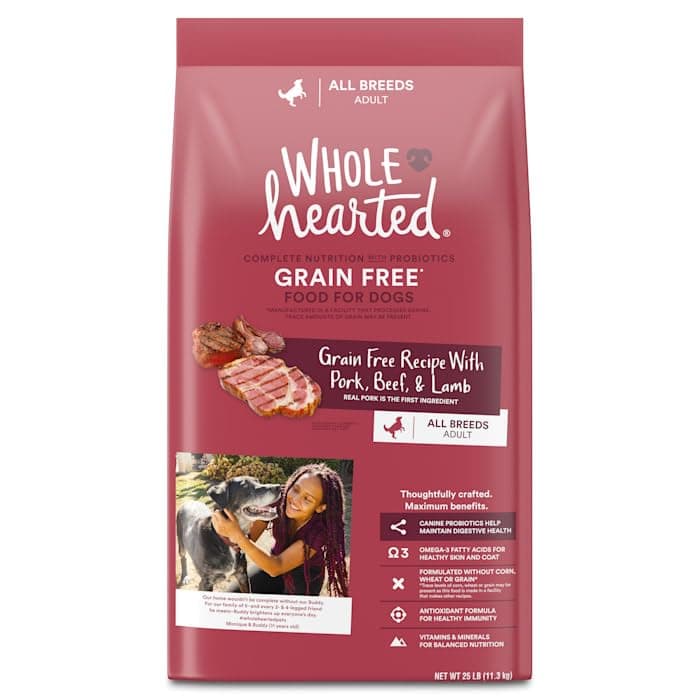 WholeHearted Grain Free Pork Beef & Lamb Recipe Dry Dog Food 25 lbs.