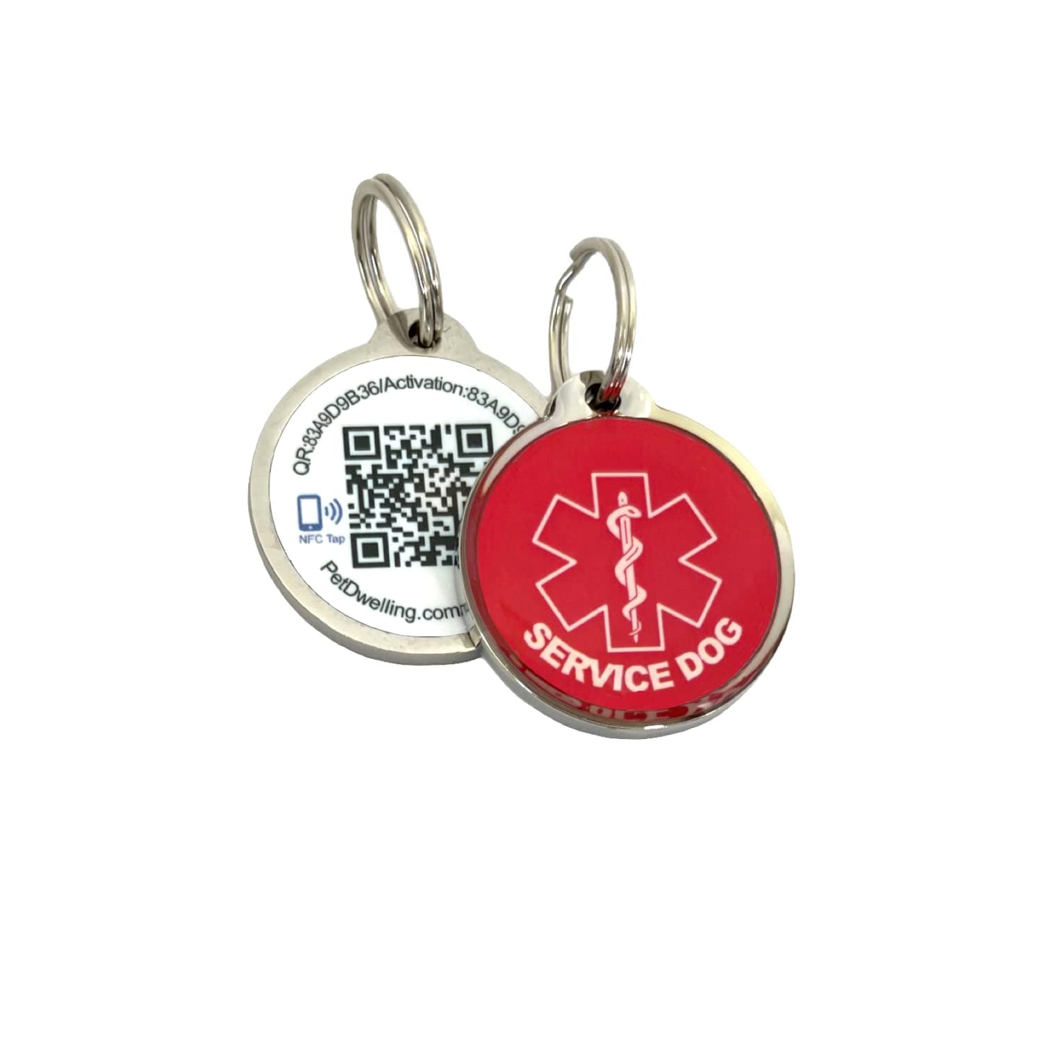 Smart Service Dog Tag with NFC & QR Code - Medical Symbol, Easy Access to Emergency & Handler Info