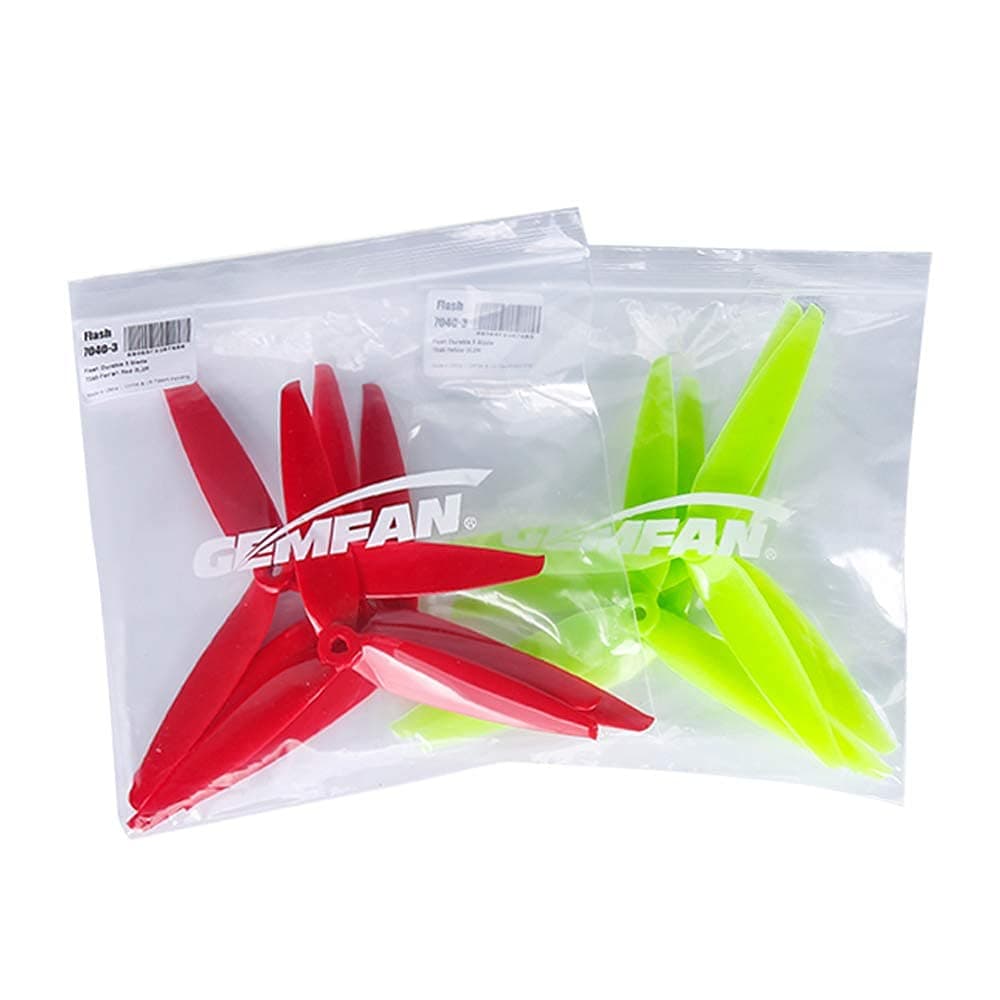 8pcs 3-Blade Props high-Speed Propellers, 7inch 180mm CW CCW for Racing Frame FPV Drone 2206-1500kv Motors,GEMFAN 7040（Yellow and Red）