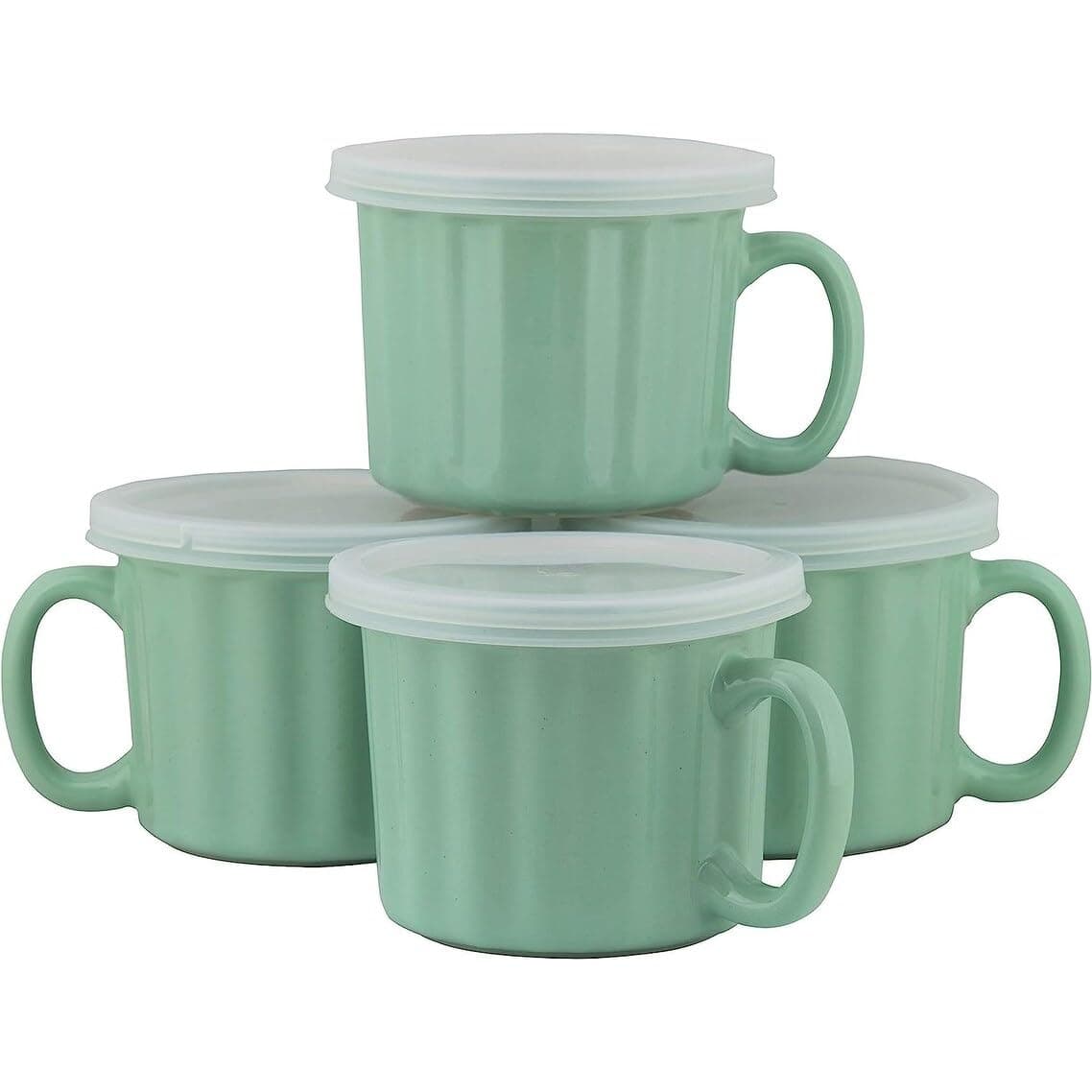 10 Strawberry Street 16oz Set of 4 Soup Mug with Lid, Turquoise