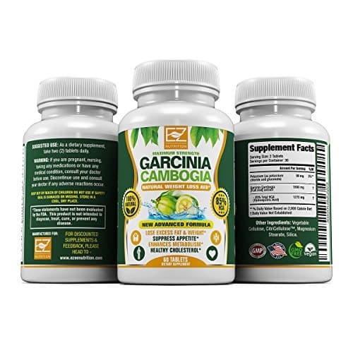 85% HCA Pure Max Strength Garcinia Cambogia Extract, Highest Potency of Raw Diet Pills, Extreme Carb Blocker & Fat Burner Supplement for Fast Weight Loss, Fast Acting Appetite Suppressant