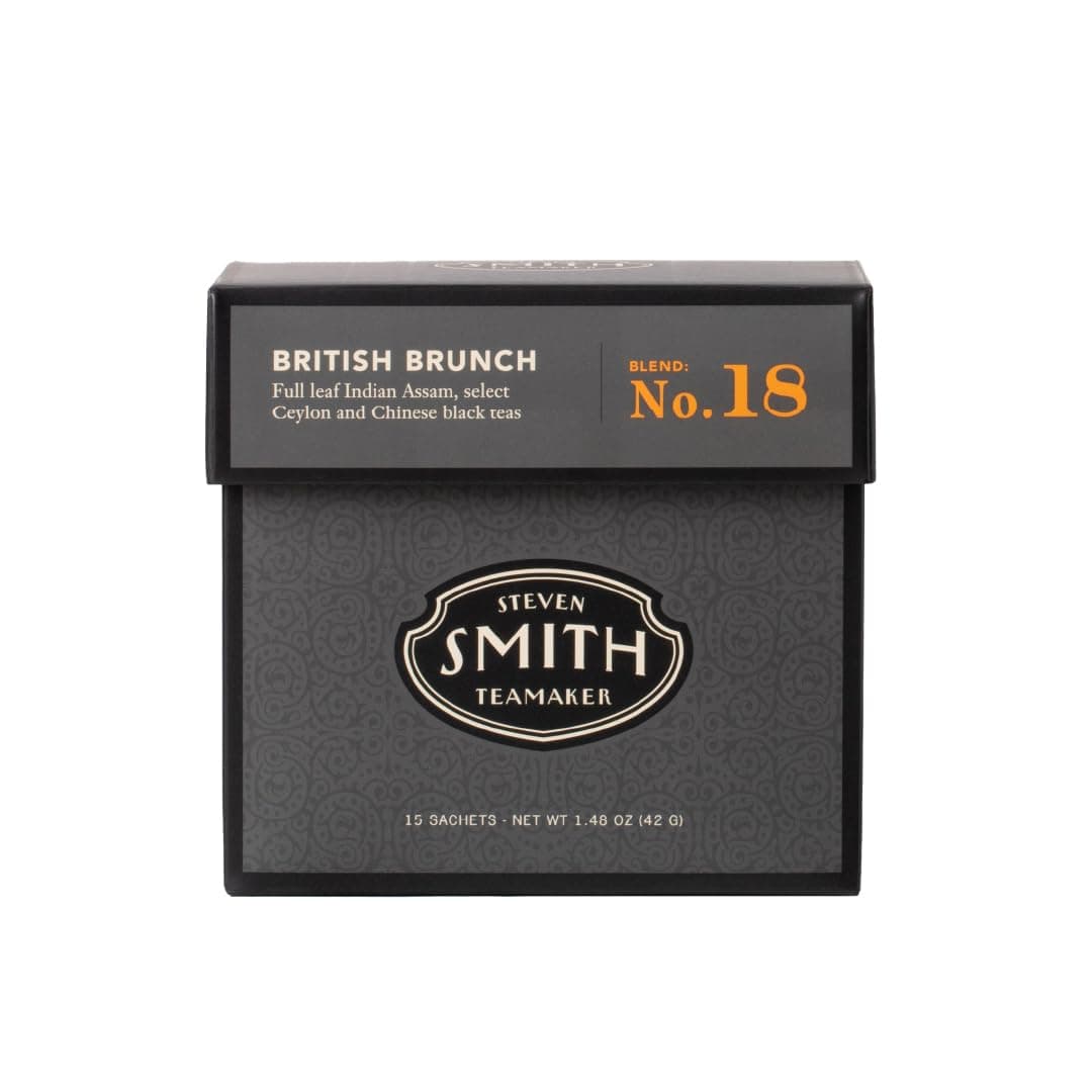 British Brunch No. 18, Caffeinated, Sugar-Free, Full Leaf, English Breakfast Black Tea Bags 15 Sachets, 1.48oz each