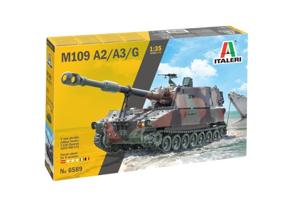 Italeri -6589 M109 A2/A3/G, Scale 1:35, Model Kit, Plastic Model to Assemble, Modeling, Green, IT6589