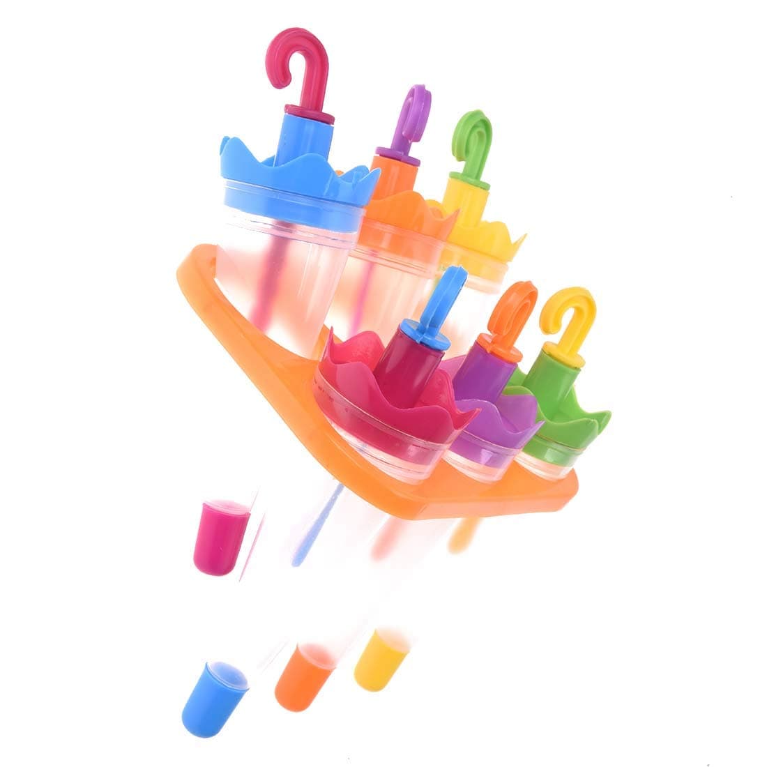 TOOGOO(R) 6 X Umbrella 6 Cell Frozen Ice Cream Pop Mold Popsicle Maker Lolly Mould Tray