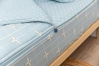 Beddy's Airplane Theme Durable Zipper Bedding for Kids, Bed in a Bag, Light Blue Sheets & Comforter with Plane Design, Includes Pillowcase & Pillow Sham Easy to Make & Wash